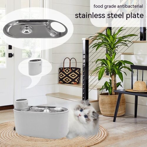 Stainless Steel Plate Household Pet Cat Dog Intelligent Wireless Water Dispenser